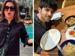 Kartik Aaryan enjoys his so called diet food, Farah Khan reacts. Kartik Aaryan enjoys his so called diet food, Farah Khan reacts.