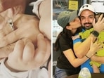 Kajal Aggarwal with Gautam Kitchlu and baby boy Neil. 