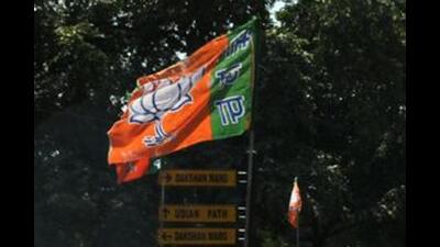 BJP flags for representational purposes only. BJP flags for representational purposes only.