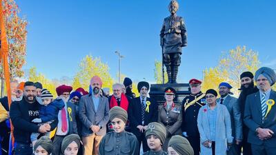 A statue of a Sikh soldier was unveiled in the UK’s Leicester city to honour Sikhs who fought for Britain. (Twitter/@TanDhesi)