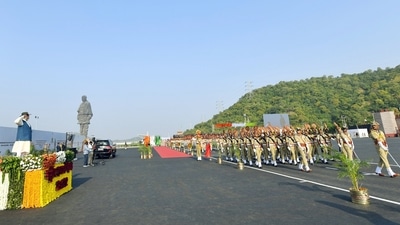 PM Modi Modi also witnessed the Rashtriya Ekta Diwas Parade which included contingents of the Border Security Force (BSF) and five State Police Forces, one each from Northern Zone (Haryana), Western Zone (Madhya Pradesh), Southern Zone (Telangana), Eastern Zone (Odisha) and North Eastern Zone (Tripura). (ANI/PIB) PM Modi Modi also witnessed the Rashtriya Ekta Diwas Parade which included contingents of the Border Security Force (BSF) and five State Police Forces, one each from Northern Zone (Haryana), Western Zone (Madhya Pradesh), Southern Zone (Telangana), Eastern Zone (Odisha) and North Eastern Zone (Tripura). (ANI/PIB)