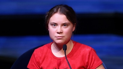 Swedish climate activist Greta Thunberg speaks with journalists. (REUTERS file)