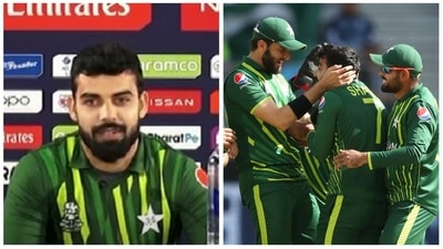Shadab Khan had an eventful outing against the Netherlands (AP/ ICC-YouTube screengrab) Shadab Khan had an eventful outing against the Netherlands (AP/ ICC-YouTube screengrab)