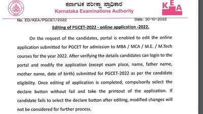 Karnataka PGCET 2022 application correction window opens, check details here Karnataka PGCET 2022 application correction window opens, check details here