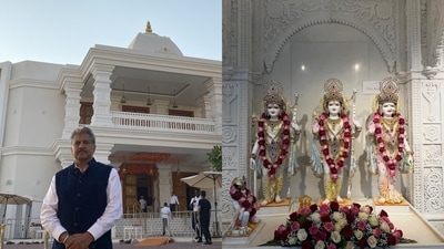 Anand Mahindra recently visited newly-built Hindu Temple in Dubai's Jebel Ali. (Twitter/@anandmahindra and @sandeepgup)