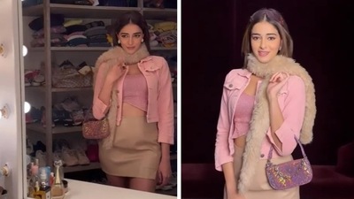 Ananya Panday took inspiration from Kareena Kapoor's Kabhi Khushi Kabhie Gham character Poo for her Halloween look. Kareena liked her look and called her 'PHAT'. (Varinder Chawla) 