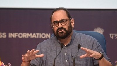 Union minister of state for electronics and IT, skill development, and entrepreneurship Rajeev Chandrasekhar. (PTI) Union minister of state for electronics and IT, skill development, and entrepreneurship Rajeev Chandrasekhar. (PTI)