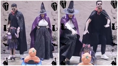 Neha Dhupia has shared a funny video from how she celebrated Halloween with Angad Bedi, Mehr and Guriq. Neha Dhupia has shared a funny video from how she celebrated Halloween with Angad Bedi, Mehr and Guriq.