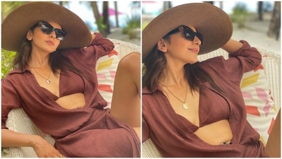 Rakul Preet Singh is an island babe in bikini top and thigh-slit dress. (Instagram) Rakul Preet Singh is an island babe in bikini top and thigh-slit dress. (Instagram)