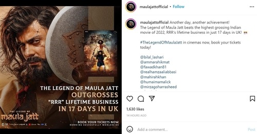 The Legend of Maula Jatt seems to be working well in UK.