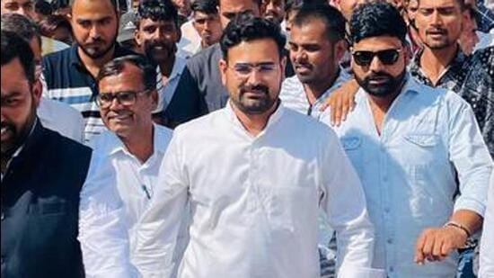 Congress legislator Ramniwas Gawriya attacked Dharmendra Rathore, a party leader close to Ashok Gehlot, after his visit to Parbatsar constituency (Twitter/RamniwasGawriya) Congress legislator Ramniwas Gawriya attacked Dharmendra Rathore, a party leader close to Ashok Gehlot, after his visit to Parbatsar constituency (Twitter/RamniwasGawriya)