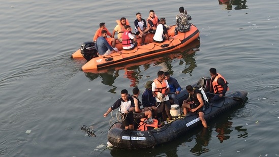 At least 177 survivors were reportedly pulled from the river and teams from the army, navy and air force were searching for others still missing, said Jigar Khunt, an information department official in Gujarat.(AFP)