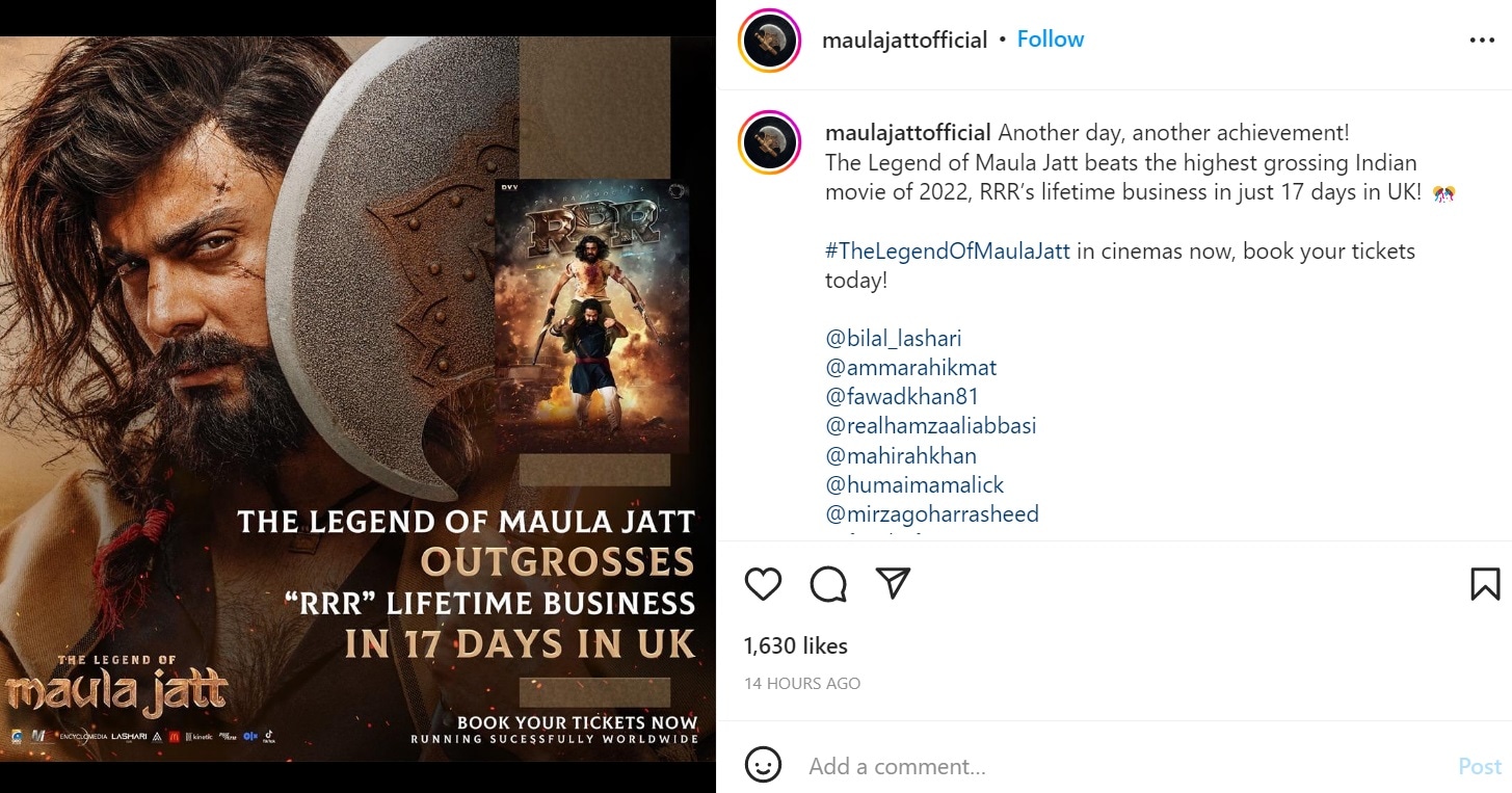 Fawad Khan S The Legend Of Maula Jatt Beats RRR In UK Producers   Maula 1667189792808 