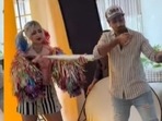 Katrina Kaif and Vicky Kaushal in a BTS video. Katrina Kaif and Vicky Kaushal in a BTS video.