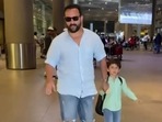Saif Ali Khan with son Taimur Ali Khan at Mumbai airport. (Pics: Varinder Chawla) Saif Ali Khan with son Taimur Ali Khan at Mumbai airport. (Pics: Varinder Chawla)