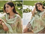 Sara Ali Khan poses in a cotton suit set for latest photoshoot. 