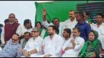 Bihar deputy CM Tejashwi Yadav with JD(U) national president Lallan Singh in Mokama on Tuesday. (Santosh Kumar/HT Photo) Bihar deputy CM Tejashwi Yadav with JD(U) national president Lallan Singh in Mokama on Tuesday. (Santosh Kumar/HT Photo)