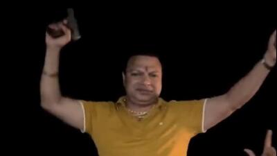 He posted the video on Twitter and Instagram two days ago. The post went viral in no time and reached the Thane police Twitter handle. In a separate video posted soon after, he is seen dancing with his friends and waving a gun in the air. (HT PHOTO)