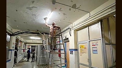 Morbi civil hospital undergoes renovation before PM’s visit. (Sourced) Morbi civil hospital undergoes renovation before PM’s visit. (Sourced)