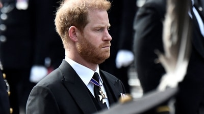 Prince Harry: Britain's Prince Harry follows the coffin of Queen Elizabeth II during her funeral procession. (Reuters)