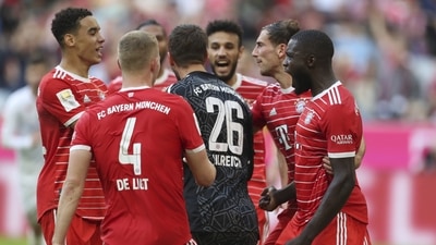 Bayern's goalkeeper Sven Ulreich is congratulated by his teammates after saving a penalty kick (AP) Bayern's goalkeeper Sven Ulreich is congratulated by his teammates after saving a penalty kick (AP)