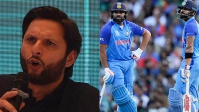 Shahid Afridi; Rohit Sharma with Virat Kohli Shahid Afridi; Rohit Sharma with Virat Kohli