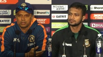 India head coach Rahul Dravid; Bangladesh skipper Shakib Al Hasan India head coach Rahul Dravid; Bangladesh skipper Shakib Al Hasan
