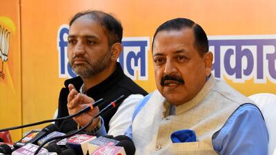 Union minister Jitendra Singh on Tuesday accused the Congress of misleading the country in the last 75 years and said that the BJP was the only option with the people for good governance and public welfare. (Deepak Sansta/Hindustan Times)
