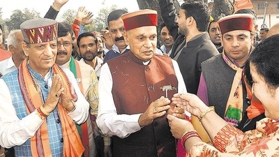 Former Himachal Pradesh chief minister Prem Kumar Dhumal. (Shyam Sharma/ HT Photo) Former Himachal Pradesh chief minister Prem Kumar Dhumal. (Shyam Sharma/ HT Photo)