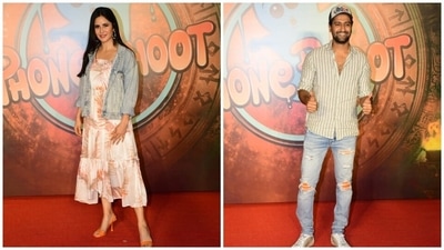 Katrina Kaif and Vicky Kaushal steal the show at Phone Bhoot screening. (HT Photo/Varinder Chawla) Katrina Kaif and Vicky Kaushal steal the show at Phone Bhoot screening. (HT Photo/Varinder Chawla)