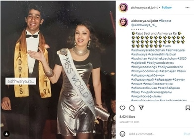 Here’s another throwback picture of Aishwarya with actor Rajat Bedi of Koi…Mil Gaya.