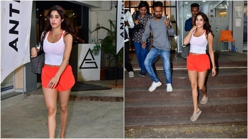 Janhvi was spotted in Bandra. (HT Photos/Varinder Chawla)