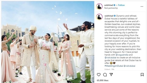 In the first photo, which left fans stumped, Sobhita and another person held hands and smiled looking at each other.