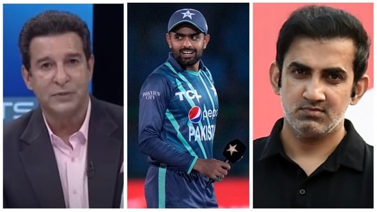 Wasim Akram has reacted after Gautam Gambhir branded Babar Azam a selfish captain(YouTube/AP)