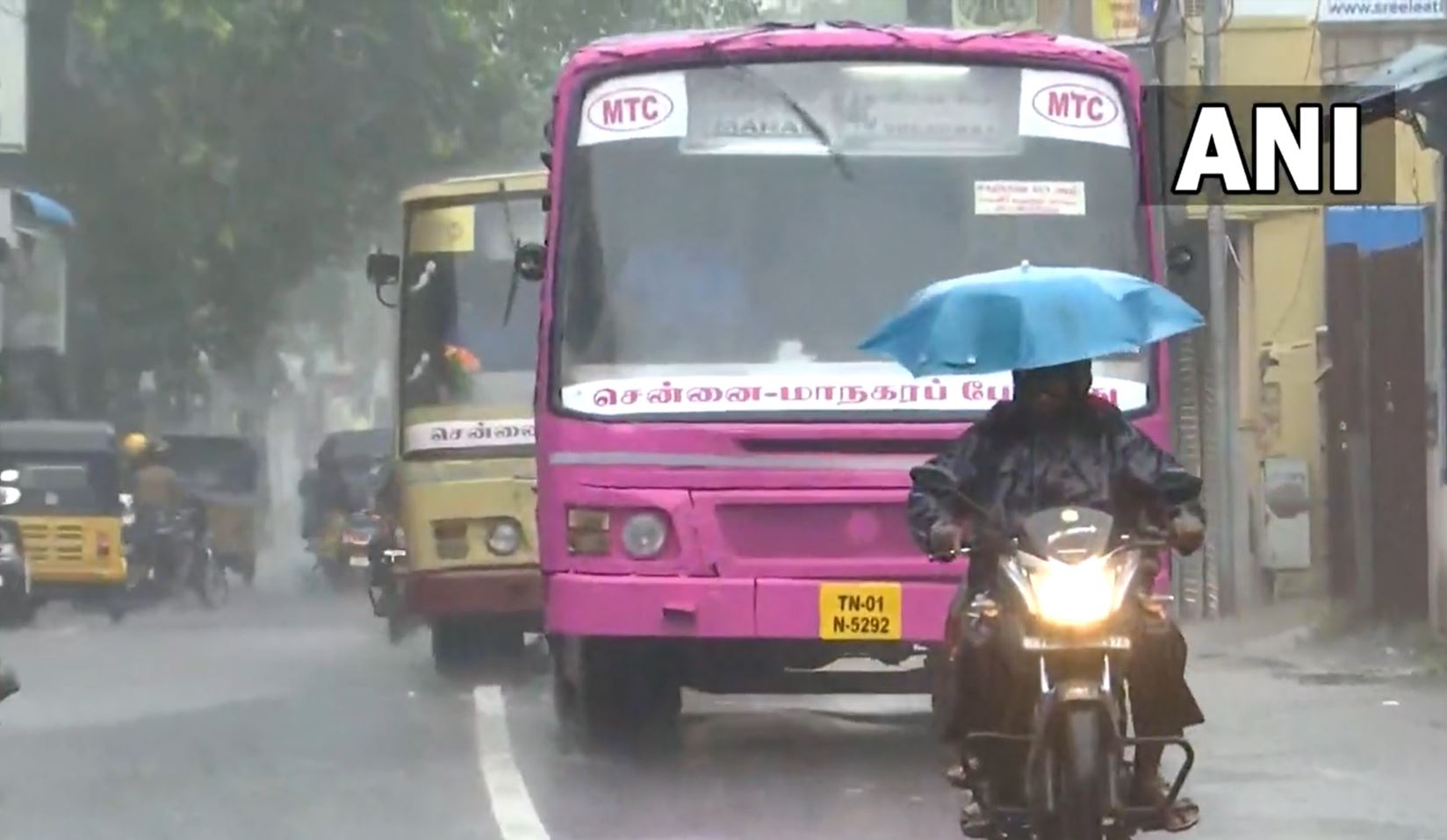 Several roads in Chennai and its neighbouring districts are witnessing waterlogging due to heavy rainfall. (Screengrab/ANI video)
