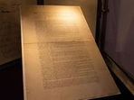 US Constitution: The rare first-edition US Constitution copy is seen. US Constitution: The rare first-edition US Constitution copy is seen.