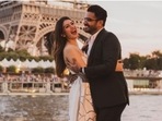 Hansika Motwani and her boyfriend Sohail Kathuria at the Eiffel Tower in Paris.