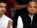 Rajasthan CM Ashok Gehlot (right) with former deputy chief minister Sachin Pilot (left). (File image)