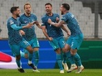 Tottenham's Clement Lenglet, second right, celebrates after scoring his side's first goal during the Champions League Group D soccer match between Marseille and Tottenham Hotspur at the Stade Velodrome in Marseille, France, Tuesday, Nov. 1, 2022. (AP Photo/Daniel Cole)(AP) Tottenham's Clement Lenglet, second right, celebrates after scoring his side's first goal during the Champions League Group D soccer match between Marseille and Tottenham Hotspur at the Stade Velodrome in Marseille, France, Tuesday, Nov. 1, 2022. (AP Photo/Daniel Cole)(AP)