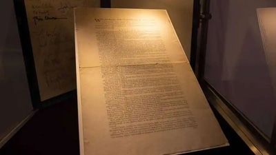 US Constitution: The rare first-edition US Constitution copy is seen. (Twitter)