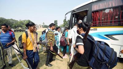 Security personnel leave for election duty for the Mokama assembly by-election, in Patna on Wednesday. (ANI) Security personnel leave for election duty for the Mokama assembly by-election, in Patna on Wednesday. (ANI)