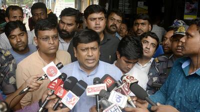 West Bengal BJP president Sukanta Majumder speaks to reporters in Kolkata. (ANI Photo)