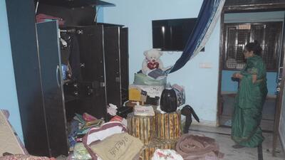 Ghaziabad, India – November 2, 2022: A resident of Ghaziabad, Avantika, claims that thieves broke into her house and stole large sums of money and jewelry. The robbers reportedly broke the lock of her door to enter the house and scattered items all over the place, in Ghaziabad, India, on November 2, 2022. (Photo by Sakib Ali/ Hindustan Times) Ghaziabad, India – November 2, 2022: A resident of Ghaziabad, Avantika, claims that thieves broke into her house and stole large sums of money and jewelry. The robbers reportedly broke the lock of her door to enter the house and scattered items all over the place, in Ghaziabad, India, on November 2, 2022. (Photo by Sakib Ali/ Hindustan Times)