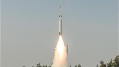 The AD-1 missile is propelled by a two-stage solid motor and equipped with an indigenously-developed advanced control system (Photo: Defence ministry) The AD-1 missile is propelled by a two-stage solid motor and equipped with an indigenously-developed advanced control system (Photo: Defence ministry)