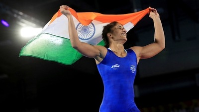India's Vinesh Phogat celebrates winning against Sri Lanka's Chamodya Keshani Maduravalage (AP) India's Vinesh Phogat celebrates winning against Sri Lanka's Chamodya Keshani Maduravalage (AP)