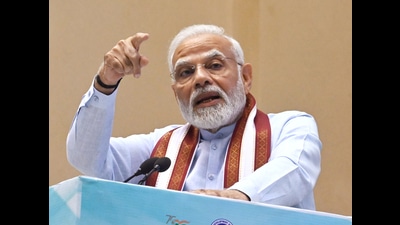 Modi’s visit is seen as an attempt of the BJP to woo deras ahead of Himachal Pradesh elections. (ANI photo)