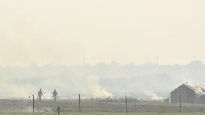 Noida, India - November 02, 2022: Stubble being burnt by farmers in Sector 144, in Noida, India, on Wednesday, November 02, 2022. (Photo by Sunil Ghosh/ Hindustan Times) (Hindustan Times) Noida, India - November 02, 2022: Stubble being burnt by farmers in Sector 144, in Noida, India, on Wednesday, November 02, 2022. (Photo by Sunil Ghosh/ Hindustan Times) (Hindustan Times)