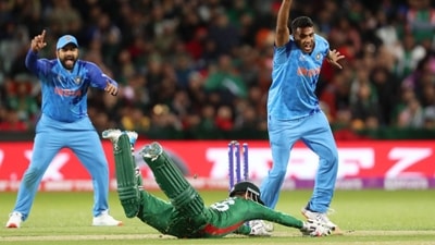 India won the nail-biting rail-hit thriller against Bangladesh at Adelaide Oval in Australia today by five runs. (Twitter/@ICC)