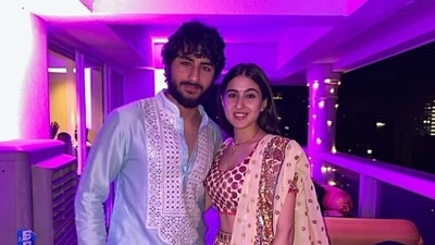 Sara Ali Khan struck a pose with her brother Ibrahim Ali Khan at a Diwali bash. (Instagram/@saraalikhan95) Sara Ali Khan struck a pose with her brother Ibrahim Ali Khan at a Diwali bash. (Instagram/@saraalikhan95)