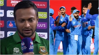 Shakib Al Hasan; Indian team (Twitter/AP) Shakib Al Hasan; Indian team (Twitter/AP)